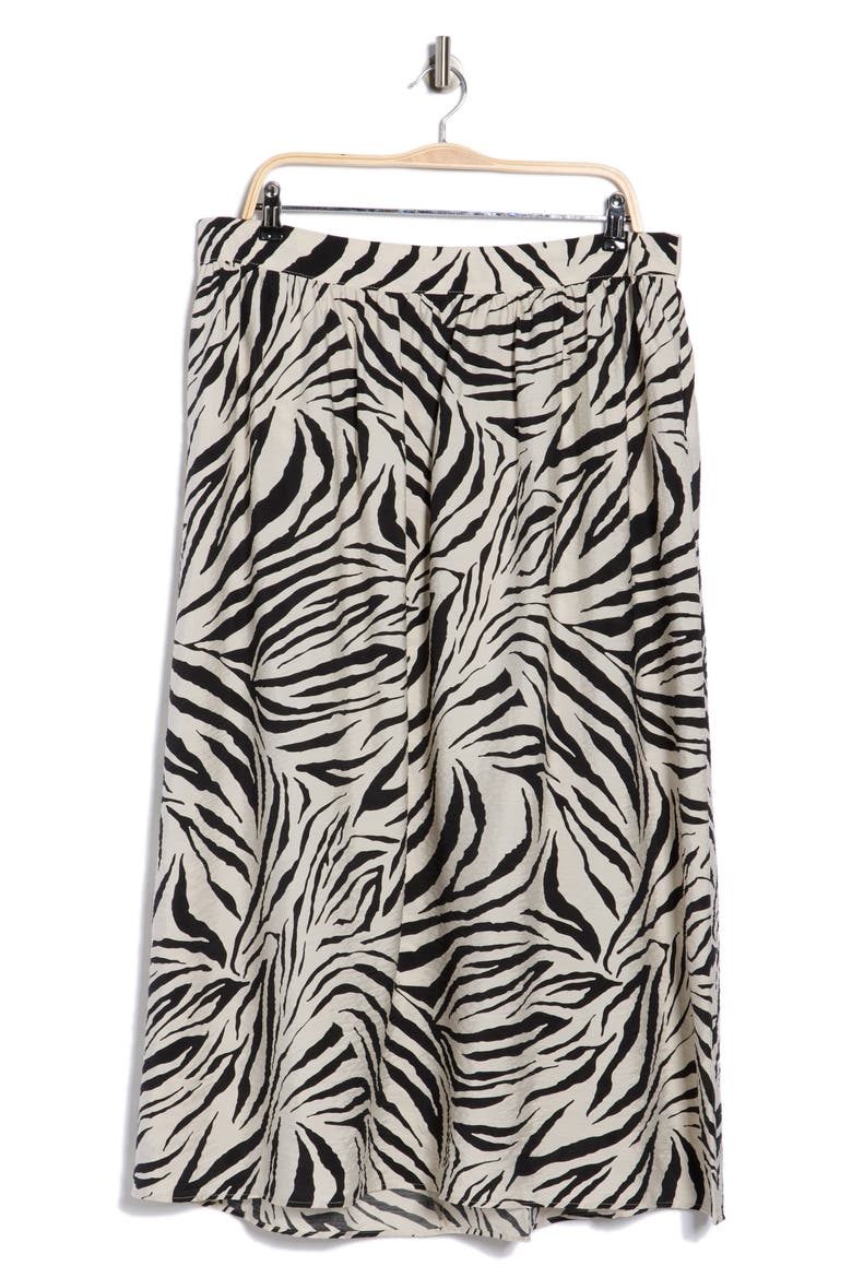 Printed Midi Skirt, Alternate, color, PUMICE STONE/ BLACK