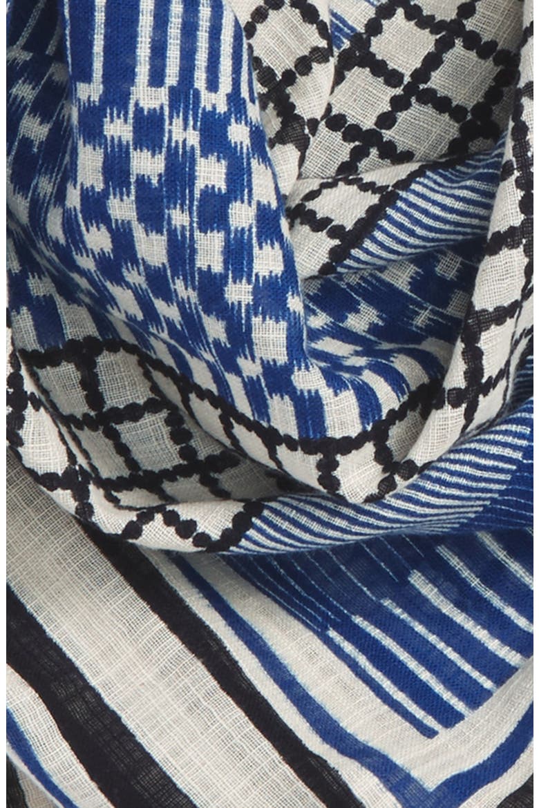 Mixed Pattern Cotton Scarf, Alternate, color, IVORY MULTI