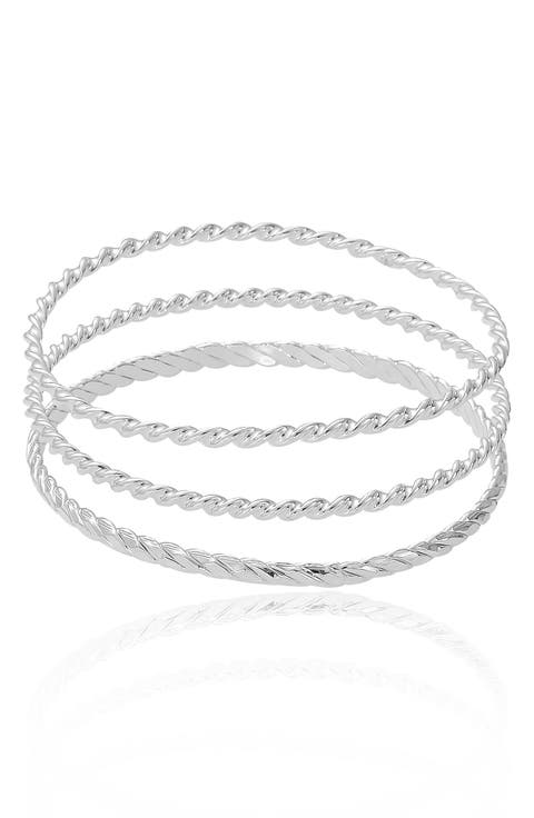 Set of 3 Twisted Bangle Bracelets