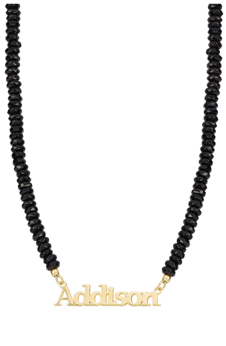 ATHRA LUXE Personalized Name Onyx Bead Necklace, Main, color, Gold