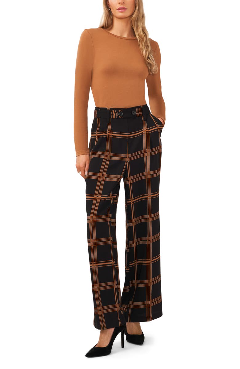 Halogen<sup>®</sup> Windowpane Plaid Wide Leg Trousers, Alternate, color, 