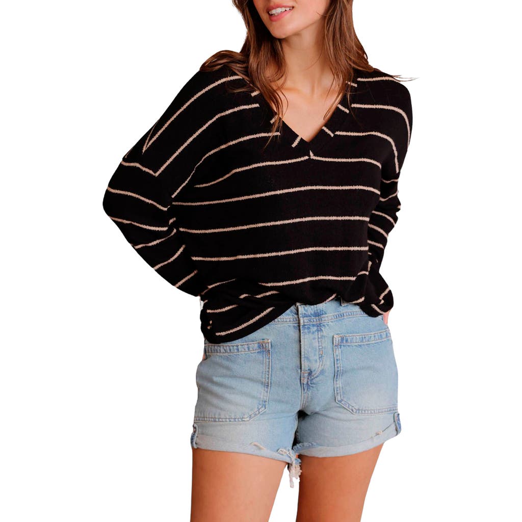 BLU PEPPER BLU PEPPER STRIPE V-NECK KNIT TOP