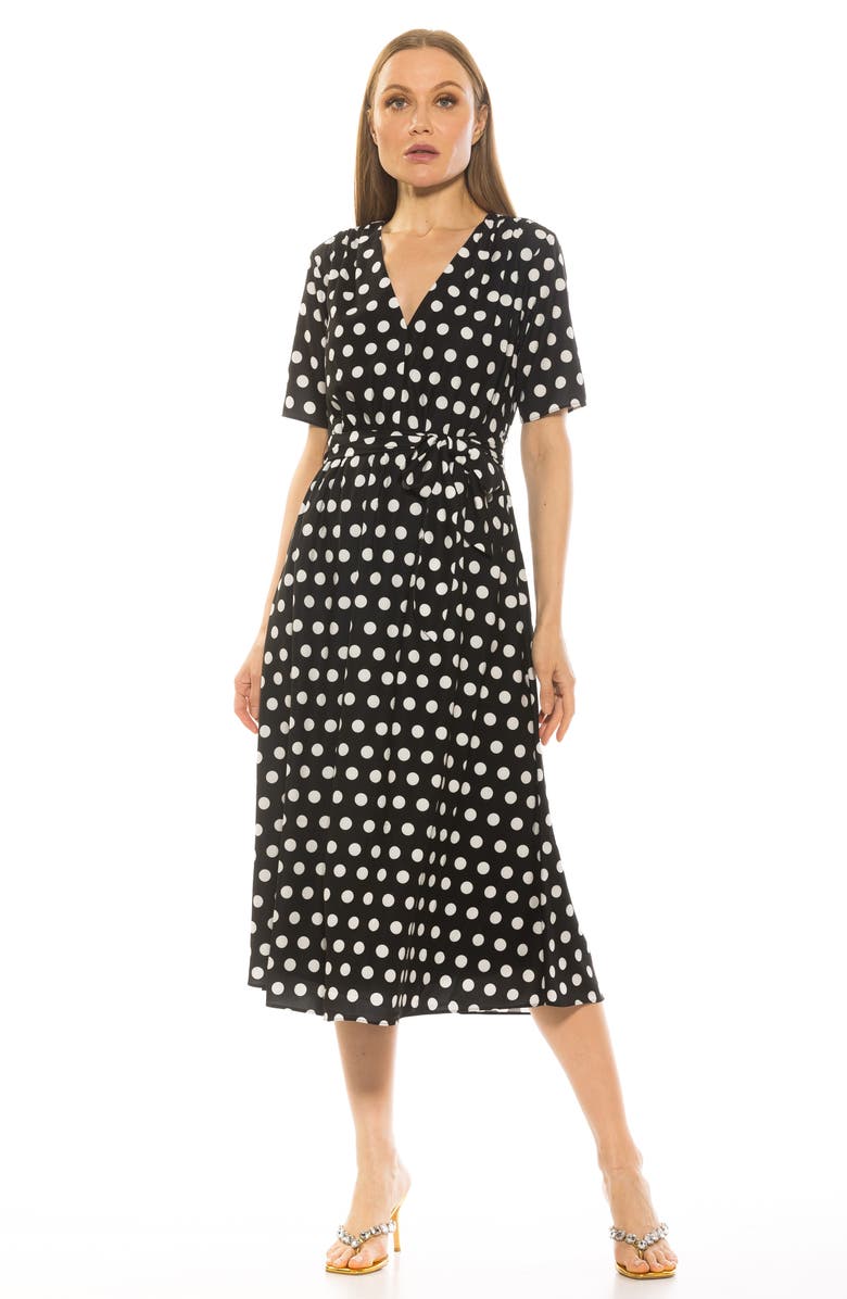 Alexia Admor Larisa Fit & Flare Dress, Alternate, color, Black White Polka Dots