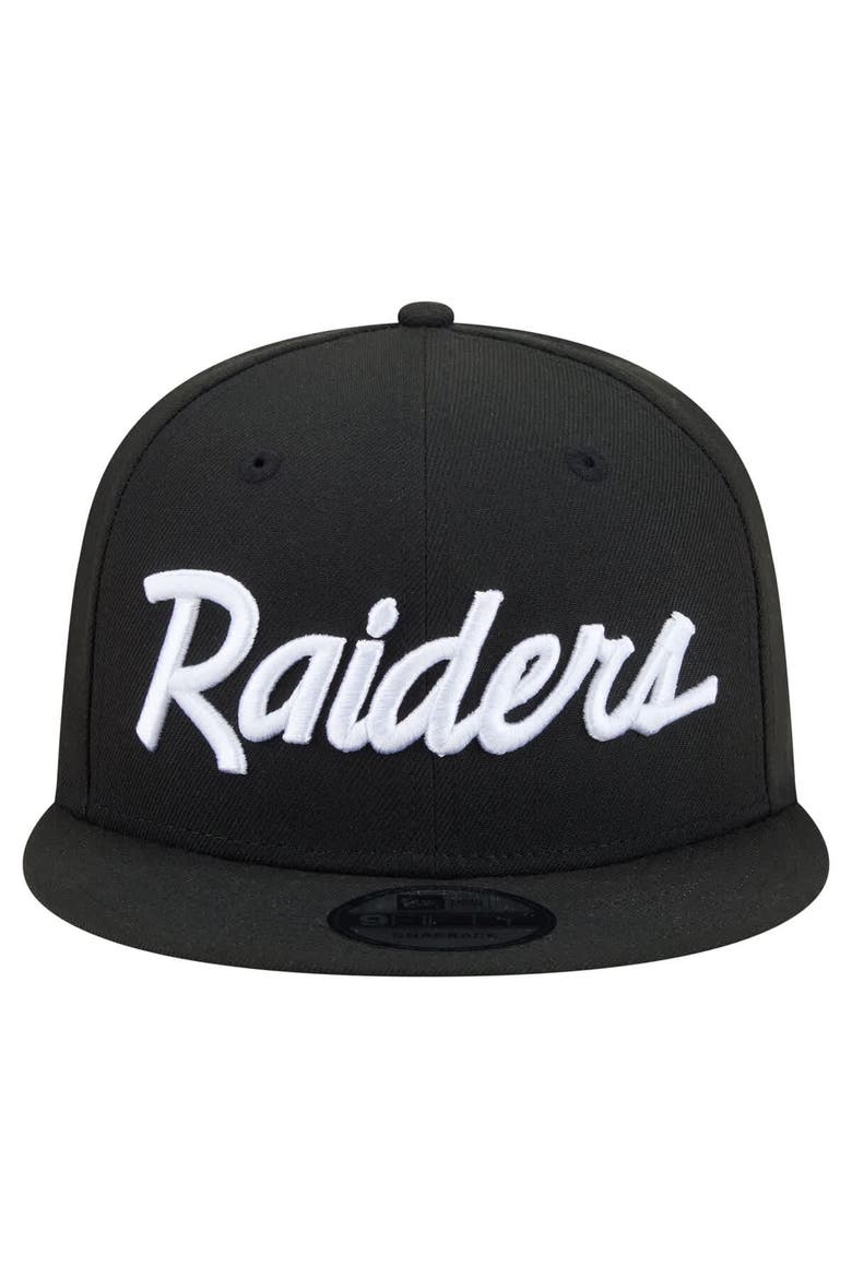 Men's New Era  Black Las Vegas Raiders Core Team Script 9FIFTY Snapback Hat, Alternate, color, Black