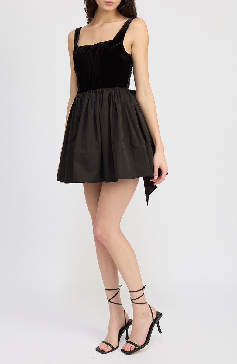 En Saison Mckenna Velvet & Poplin Minidress, Alternate, color,