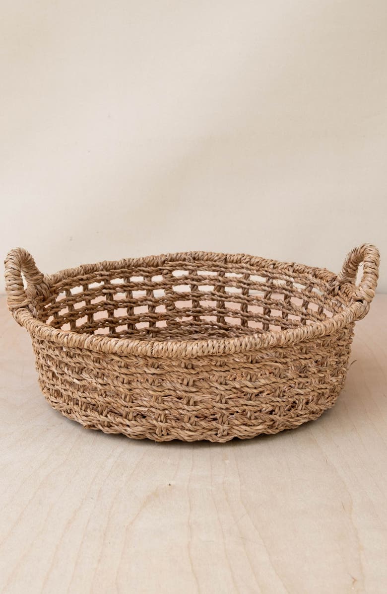 LIKHA Round Tray Open Weave with Cutout Handles, Alternate, color, Natural