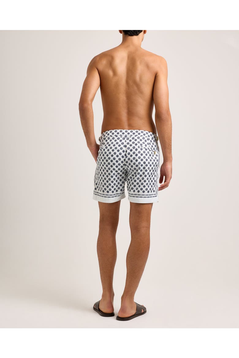 Bulldog Exclusive-Print Mid-Length Swim Shorts, Alternate, color, WHITE SAND