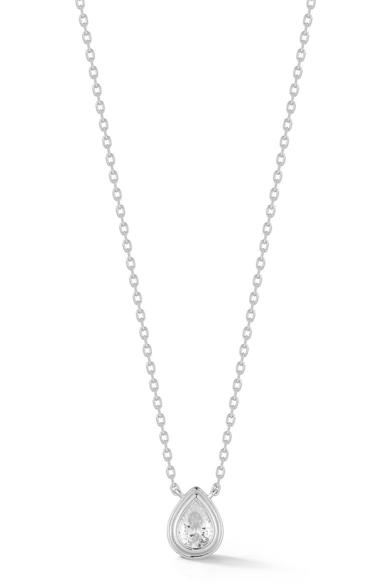 Pear Cut Cubic Zirconia Pendant Necklace, Main, color, SILVER