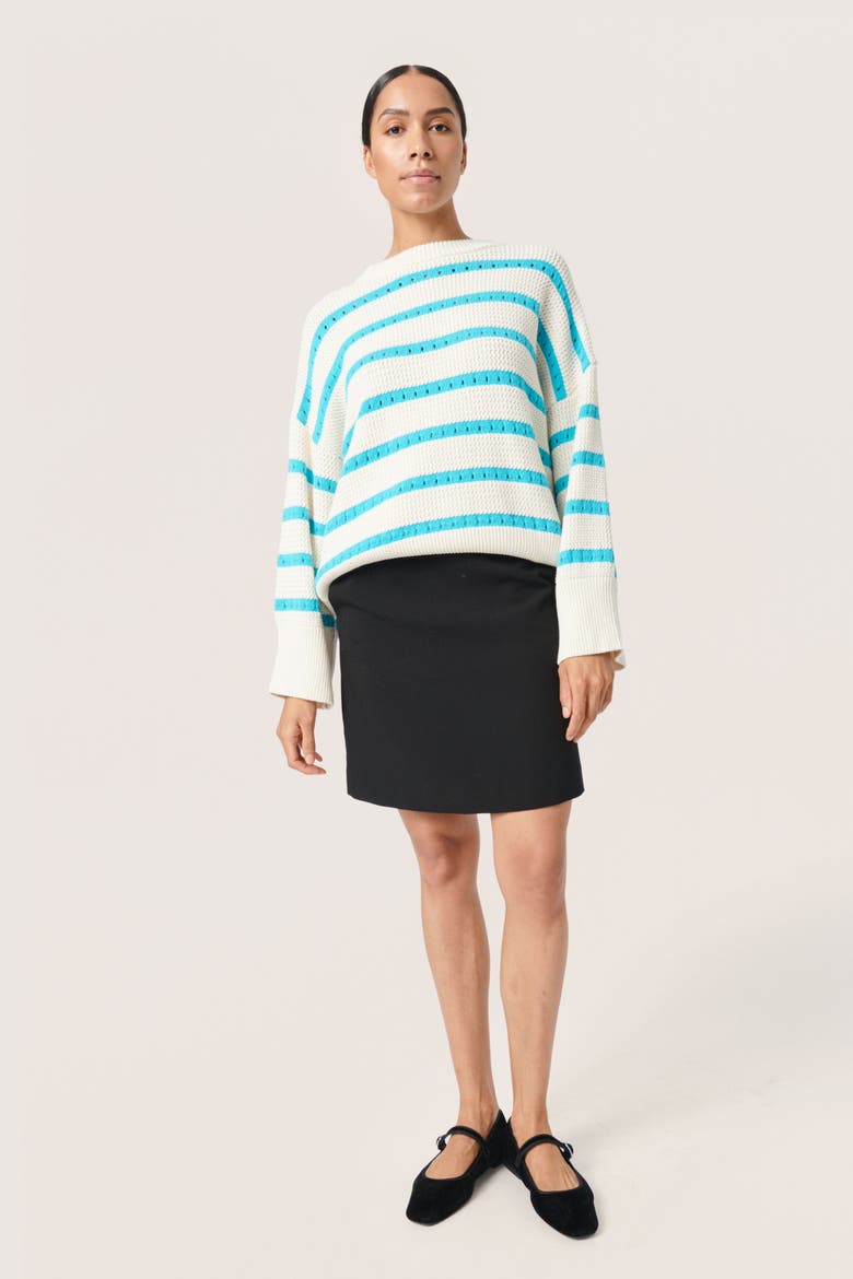 Ravalina Stripes Casual Fit Pullover, Alternate, color, White and Sea Jet Stripe