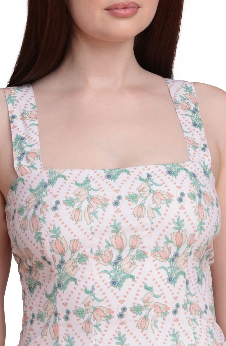 Avec Les Filles Paneled Stretch Cotton Mini Sundress, Alternate, color, Tulip Tapestry