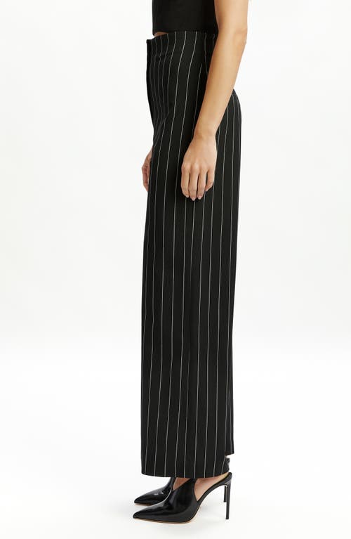 Bardot Anna Pinstripe High Waist Wide Leg Pants In Black