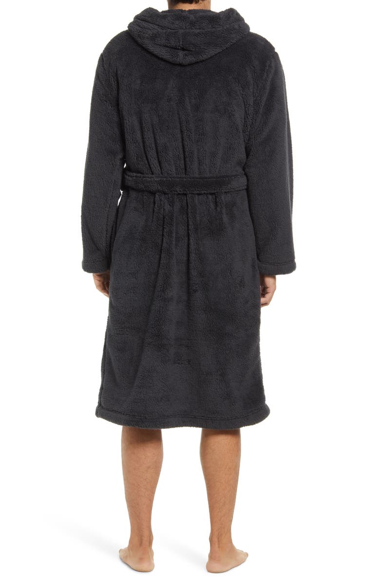 UGG<sup>®</sup> Beckett Fleece Hooded Robe, Alternate, color, Ink Black
