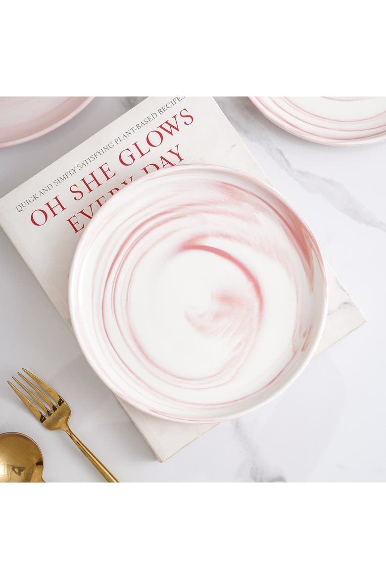 Brighton Porcelain 4-Piece Salad Plate Set, Main, color, Pink