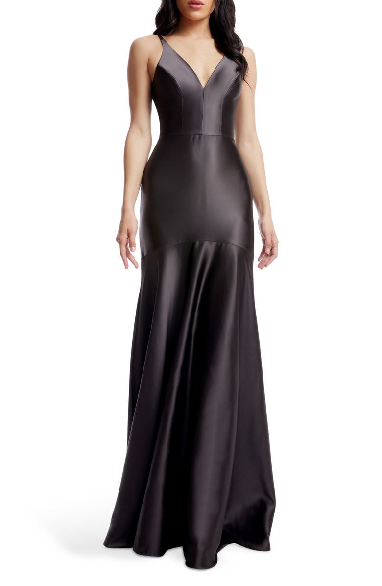 Dress the Population Shirley Stretch Satin Mermaid Gown, Main, color, 