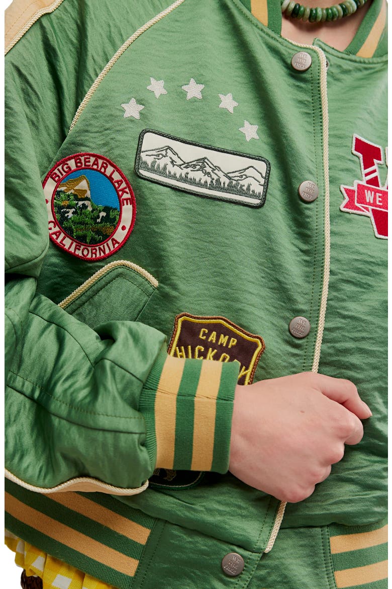 Star Power Souvenir Jacket, Alternate, color, VINTAGE GREEN COMBO