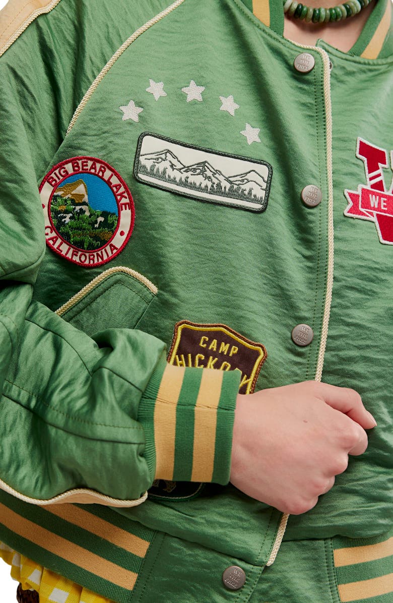 Free People Star Power Souvenir Jacket, Alternate, color, Vintage Green Combo