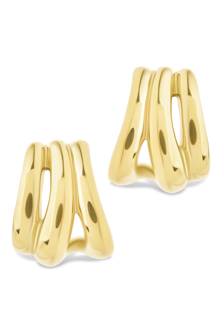 Clarice Triple Layered Hoop Earrings, Alternate, color, GOLD