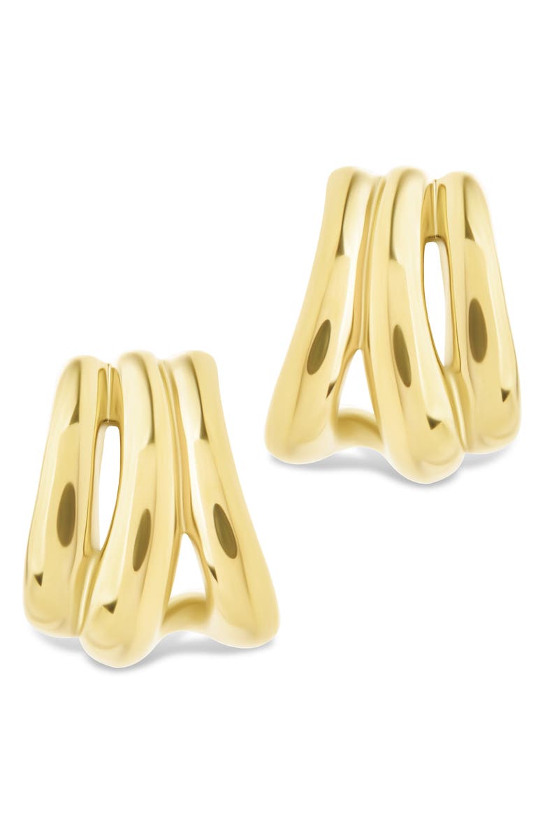 Sterling Forever Clarice Triple Layered Hoop Earrings, Main, color, Gold