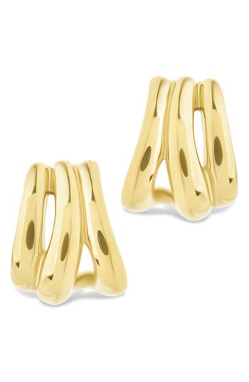 Sterling Forever Clarice Triple Layered Hoop Earrings In Gold