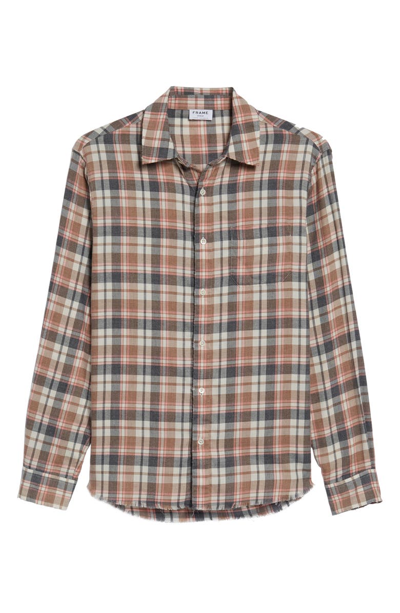 FRAME Denim Regular Fit Fray Hem Flannel Sport Shirt, Alternate, color, 
