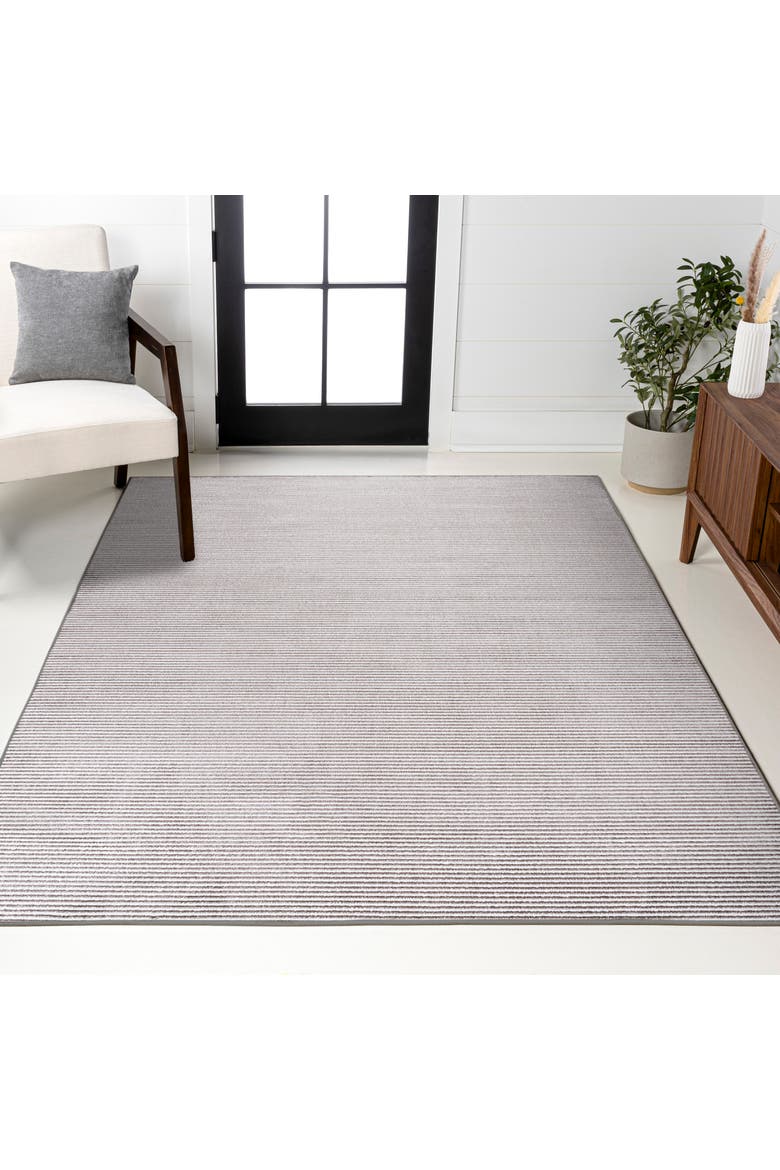 Cole Modern Minimalist Pinstripe High-Low Area Rug, Alternate, color, Dark Silver/White
