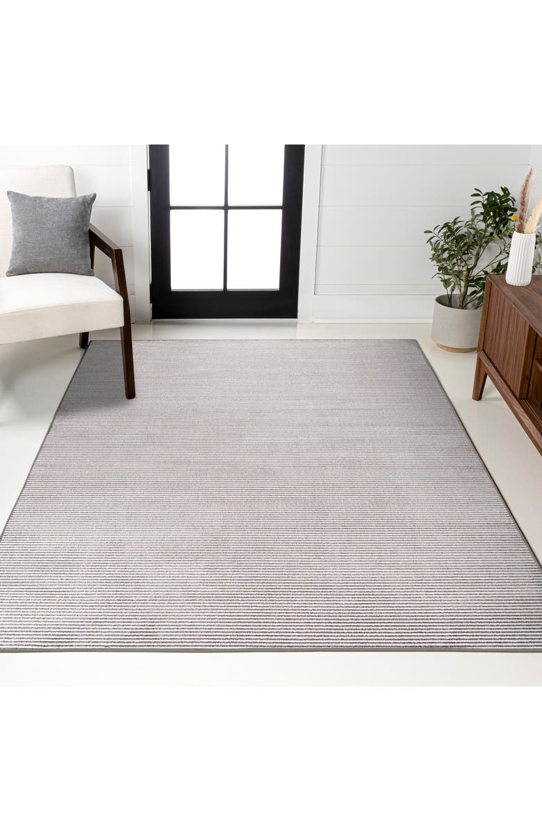 JONATHAN Y Cole Modern Minimalist Pinstripe High-Low Area Rug, Alternate, color, Dark Silver/White