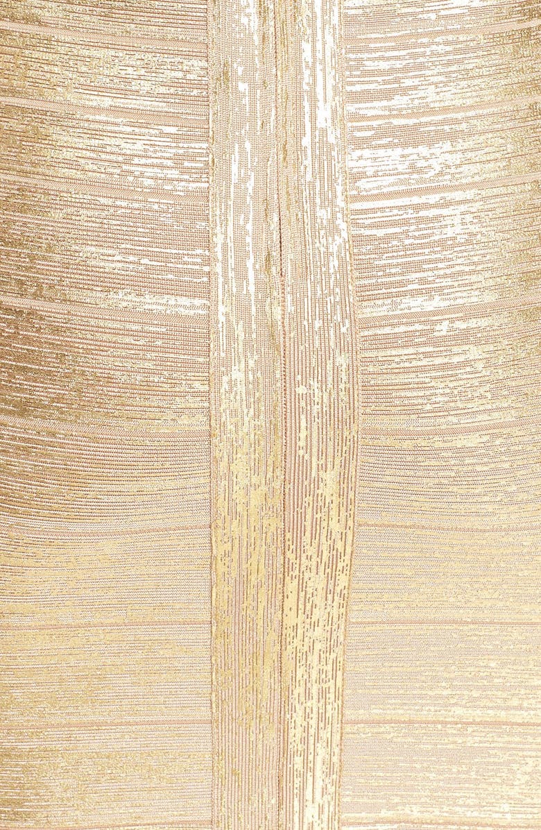 Herve Leger Metallic Bandage Dress, Alternate, color,