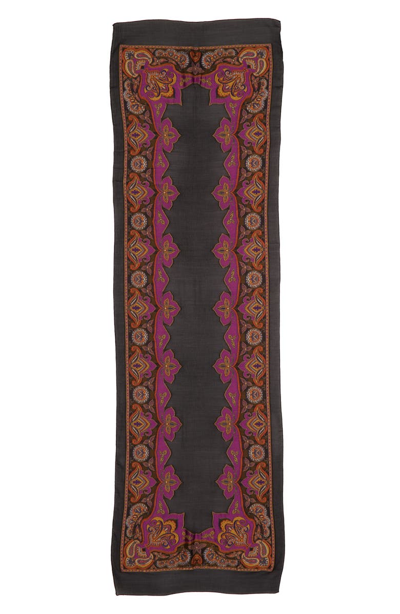 Etro Paisley Jacquard Silk Blend Scarf, Alternate, color, 