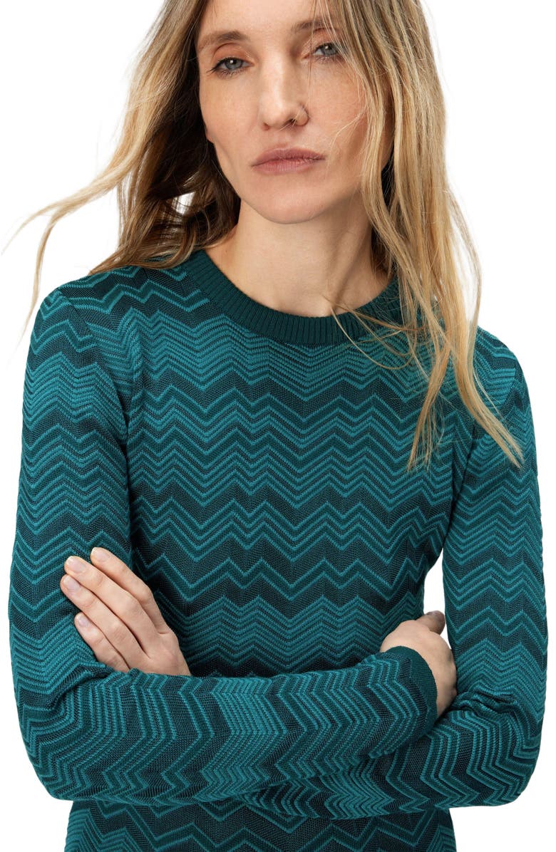 Missoni Long Sleeve Short Dress With Chevron Pattern, Alternate, color, Multicoloured