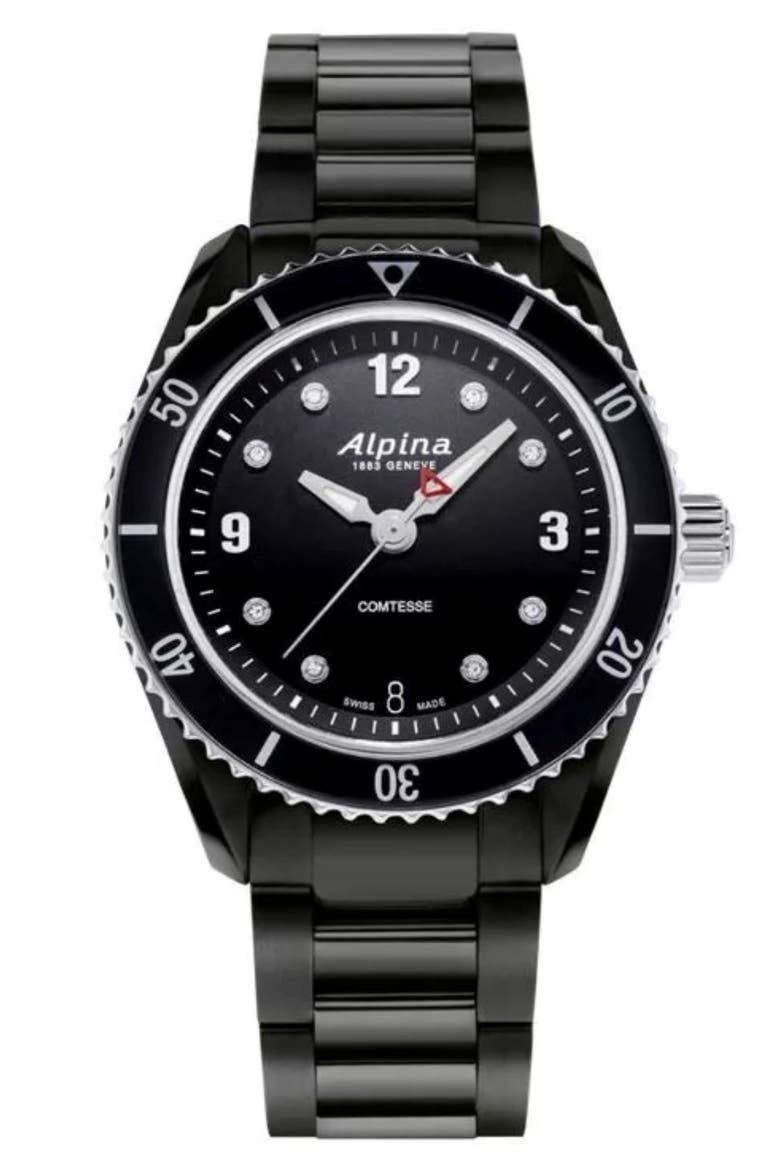 Comtesse Diamond Bracelet Watch, 37mm, Main, color, BLACK