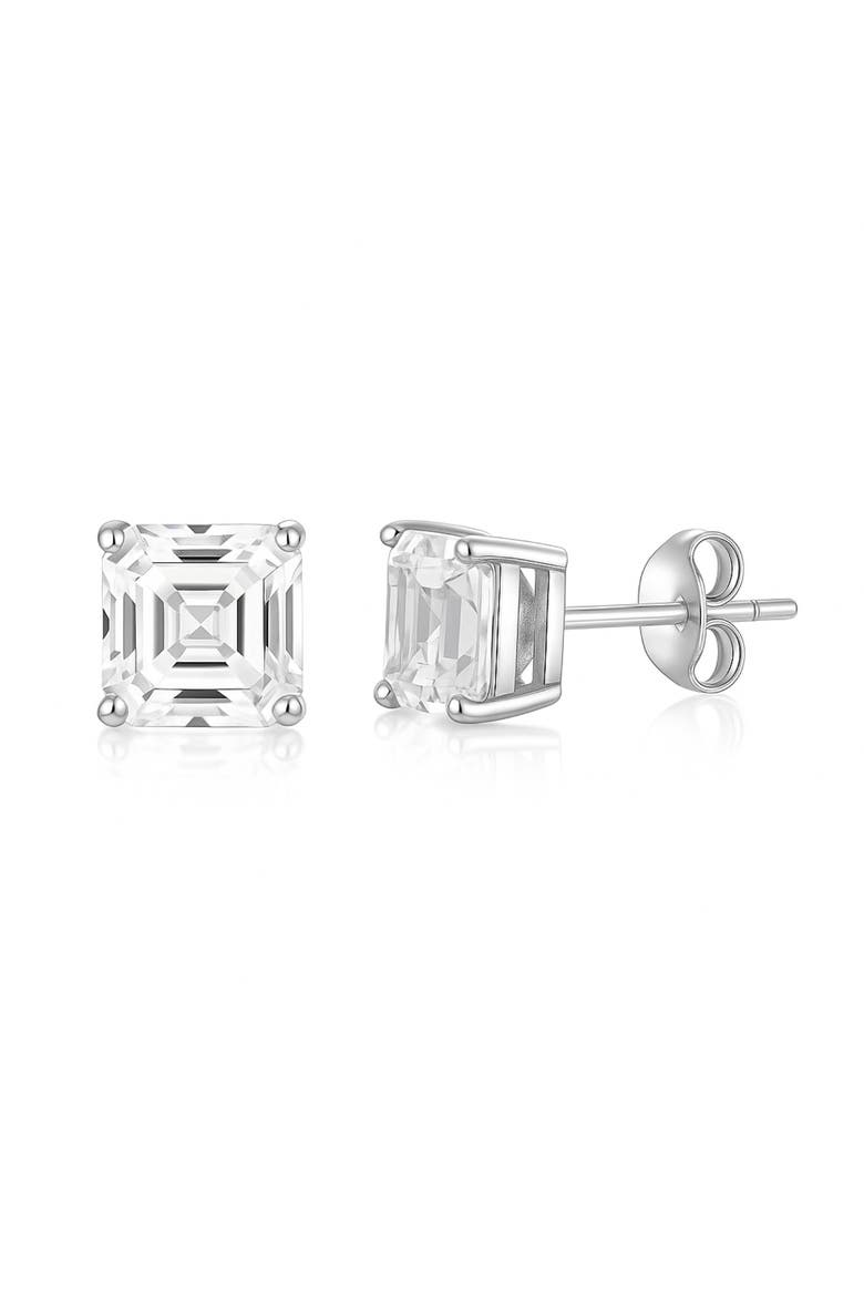 Sterling Silver Asscher Cut Stud Earrings, Main, color, Silver