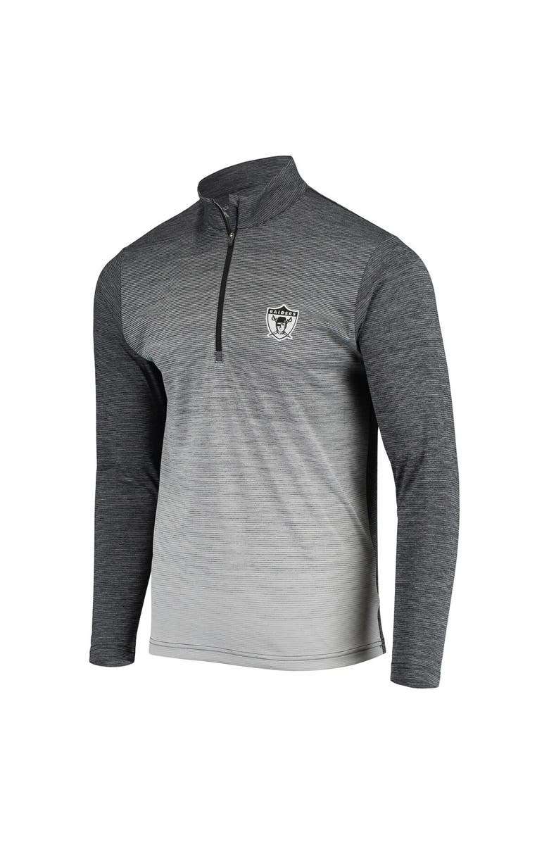 ANTIGUA Men's Antigua Black/Heathered Gray Las Vegas Raiders Throwback Cycle Quarter-Zip Jacket, Alternate, color, 