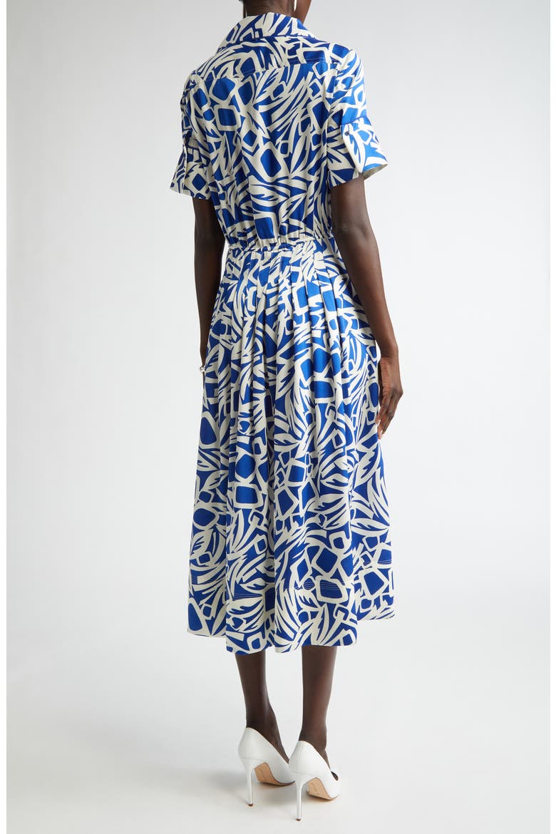 Vintage Botanical Cutout Short Sleeve Midi Dress, Alternate, color, SAPPHIRE/ IVORY