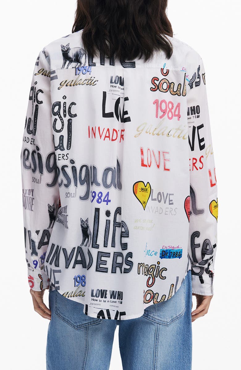 Desigual Long Sleeve Button-Up Shirt, Alternate, color, Light Beige