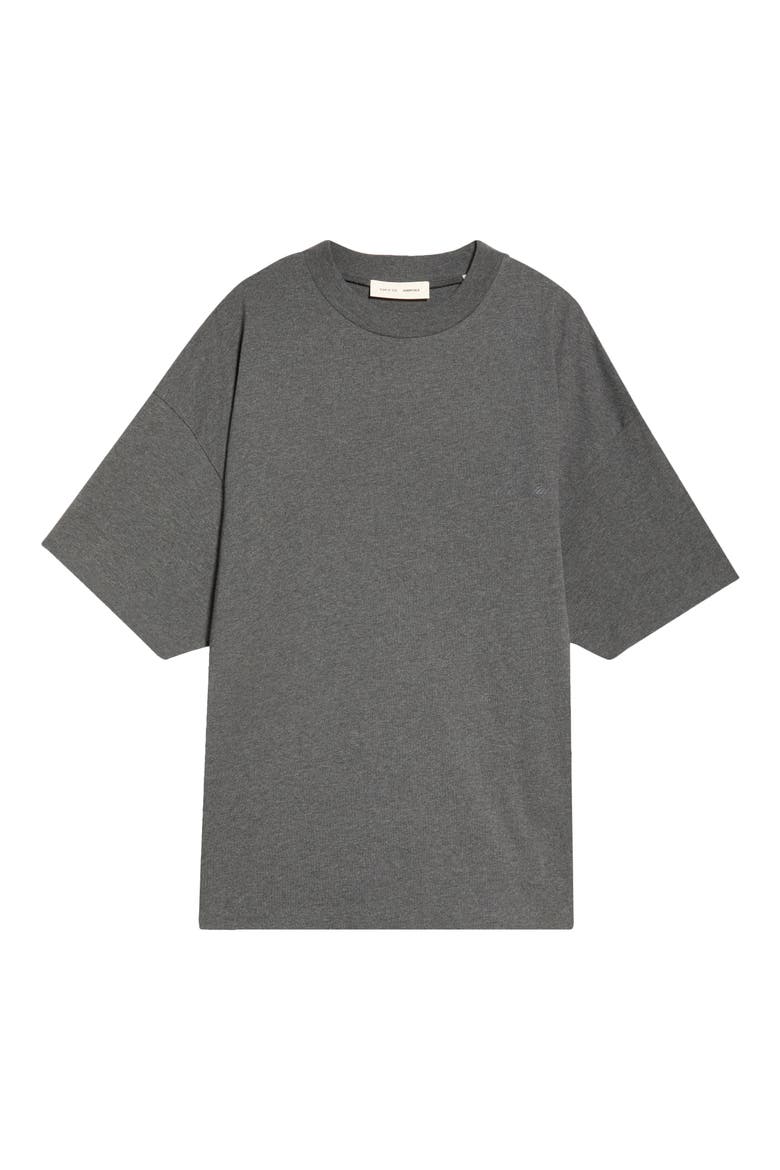 Embroidered Classic Short Sleeve Cotton T-Shirt, Alternate, color, CHARCOAL HEATHER
