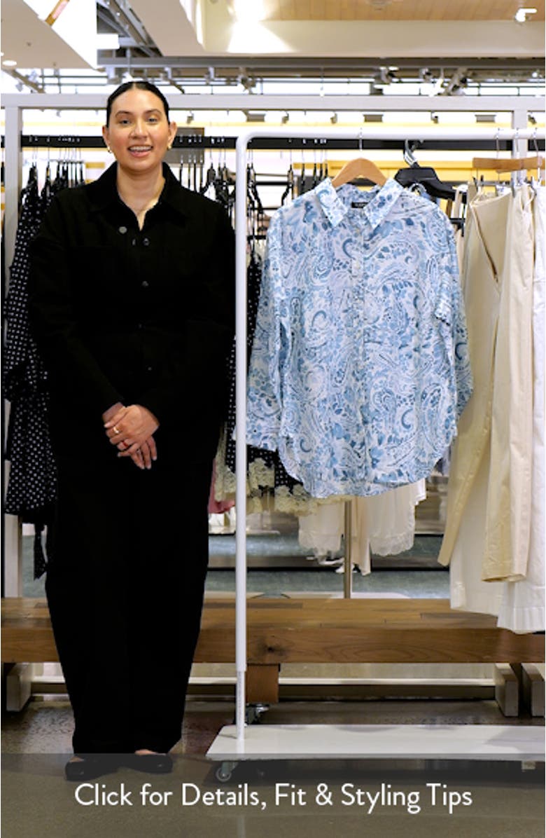 Paisley Print Linen Button-Up Shirt, sales video thumbnail