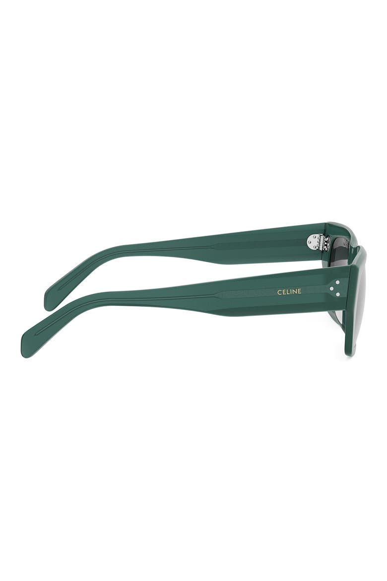 Bold 3 Dots 53mm Geometric Sunglasses, Alternate, color, SHINY DARK GREEN / SMOKE