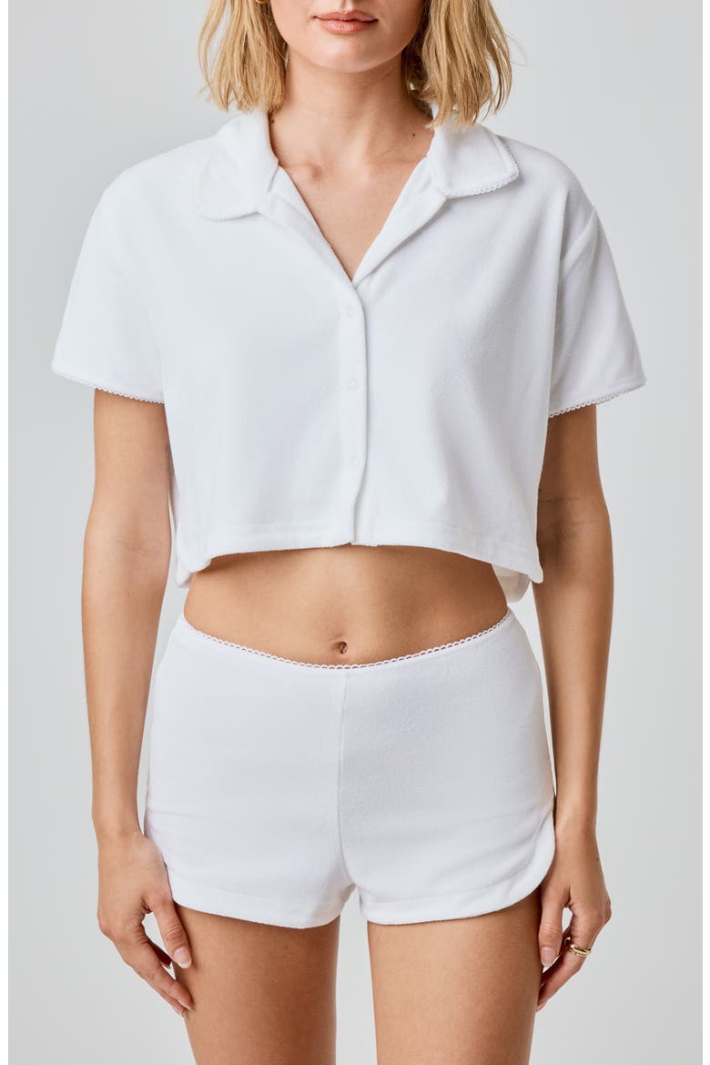 French Terry Shorts, Alternate, color, BRIGHT WHITE