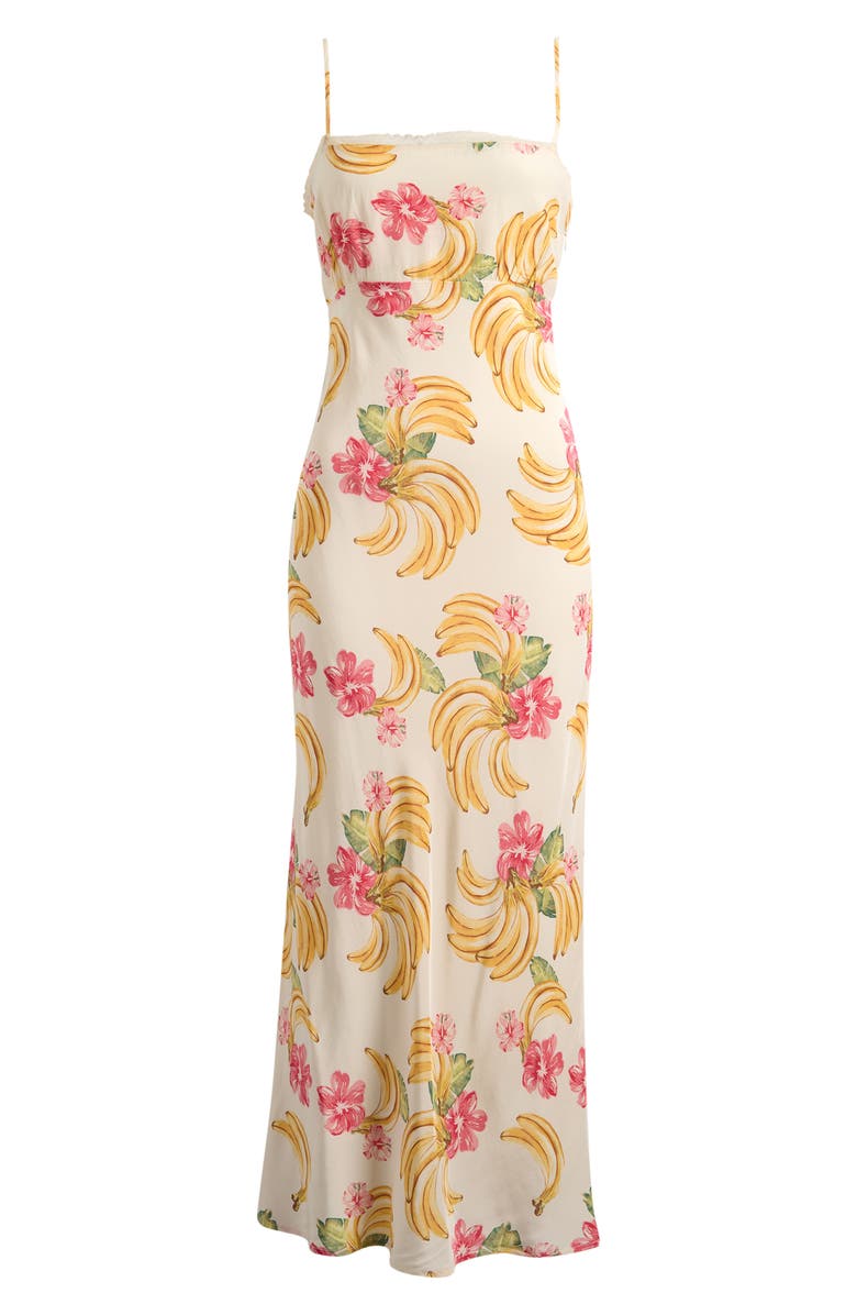 WAYF Calypso Fruit Print Lace Trim Midi Dress, Alternate, color,