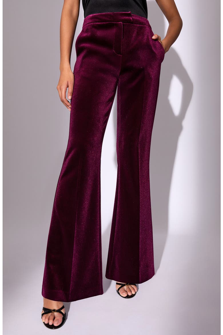 Velvet Flare Pants, Alternate, color, BURGUNDY RED