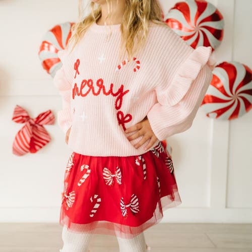 Sweet Wink Merry Bows Christmas Knit Sweater In Pink