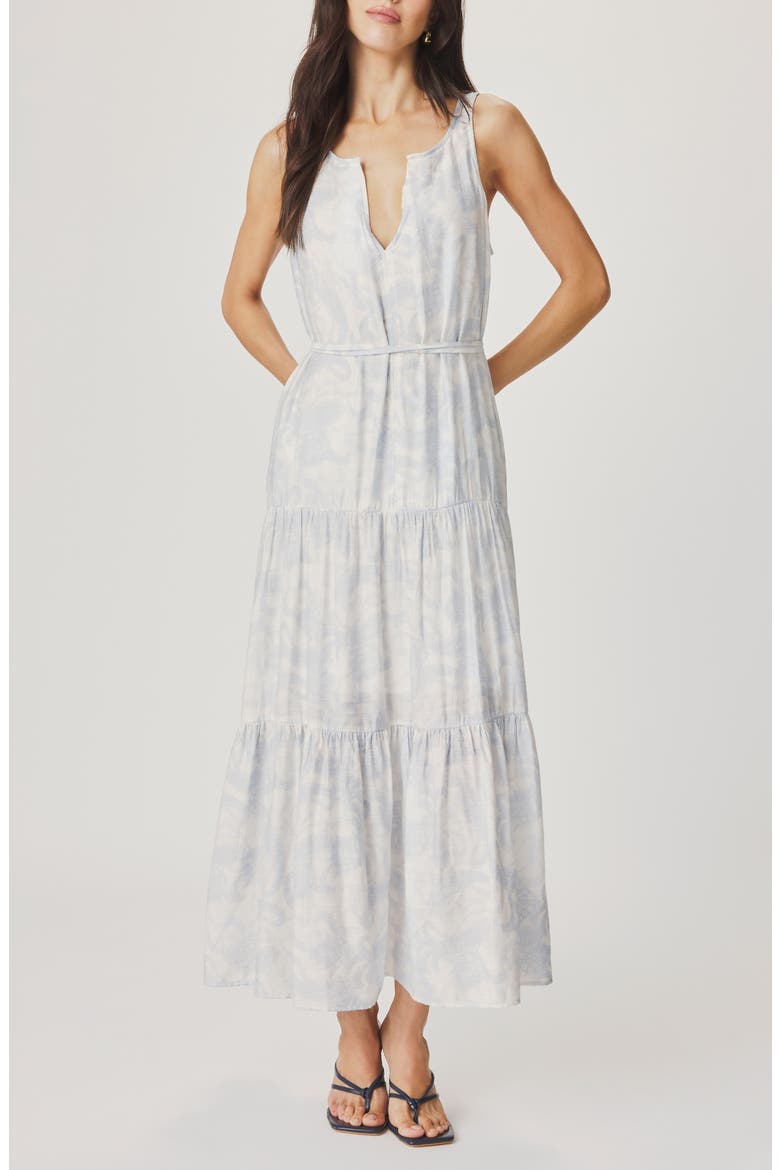 Iris Paisley Print Tiered Maxi Dress, Main, color, ANTIQUE PEARL GREY