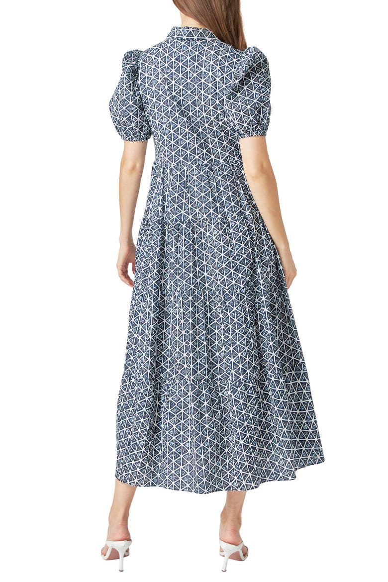 Geo Print Short Sleeve Cotton Shirtdress, Alternate, color, NAVY MULTI