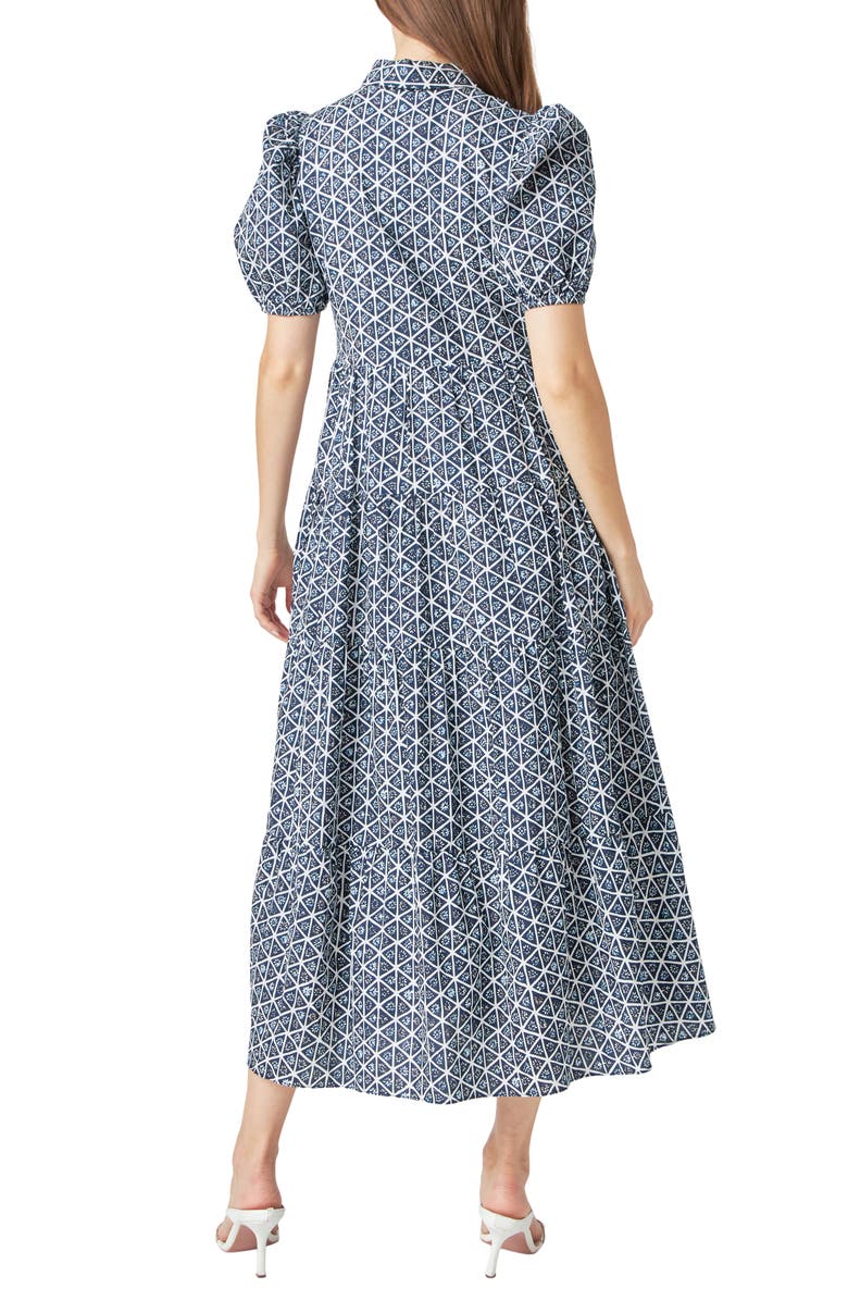 English Factory Geo Print Short Sleeve Cotton Shirtdress, Alternate, color, 