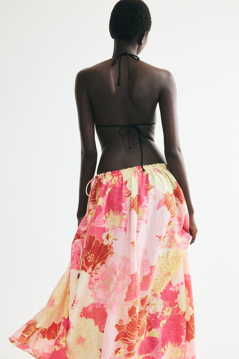 Drawstring Skirt, Alternate, color, Pink/floral