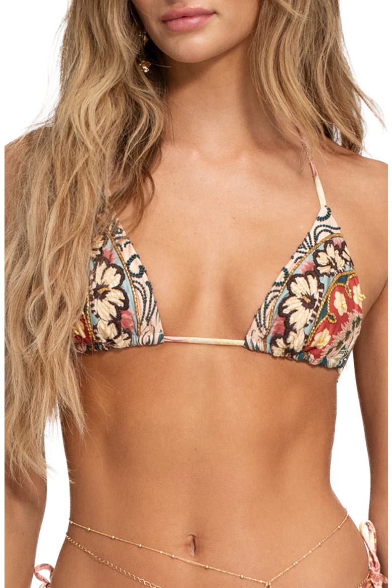 Lolita Especial Plume Triangle Bikini Top, Main, color, BLUE