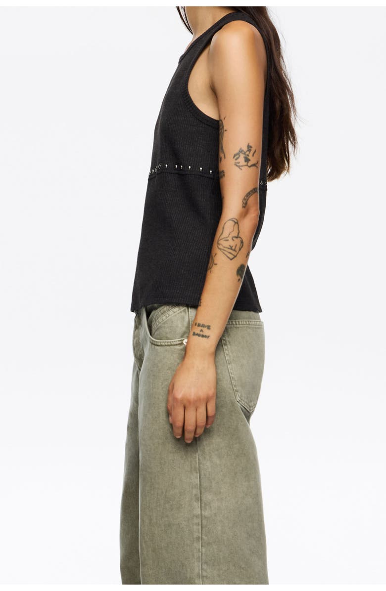 Bimba y Lola Studded Sleeveless Top, Alternate, color, Washed Black