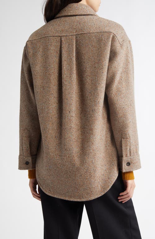 Johnstons Of Elgin Oversize Donegal Cashmere & Wool Button-up Shirt In Neutral