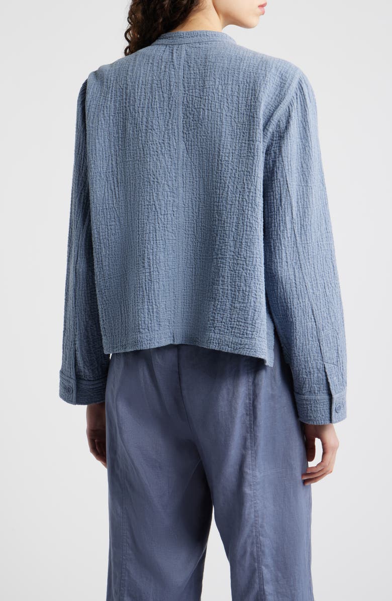 Eileen Fisher Mandarin Textured Stretch Organic Cotton Shirt Jacket, Alternate, color, Haze