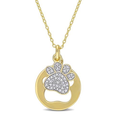 Diamond Dog Paw Charm Pendant Necklace